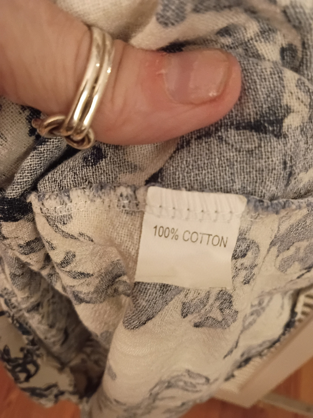 Floral Toile Shirt Dress in Blue and Cream - Picture 7 of 8